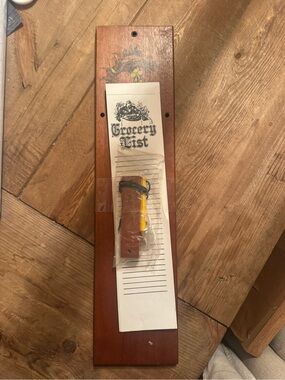 Wooden Grocery List Notepad Holder with Pen Loop - Brown & Yellow
